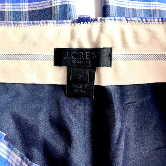 J. Crew Collection Plaid Cropped Silk Pants Size 2 - Picture 6 of 7